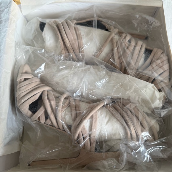 Giuseppe Zanotti Edizione 2016 Lace-Up Sandal Heels Nude Suede Size 37.5 - Picture 9 of 10